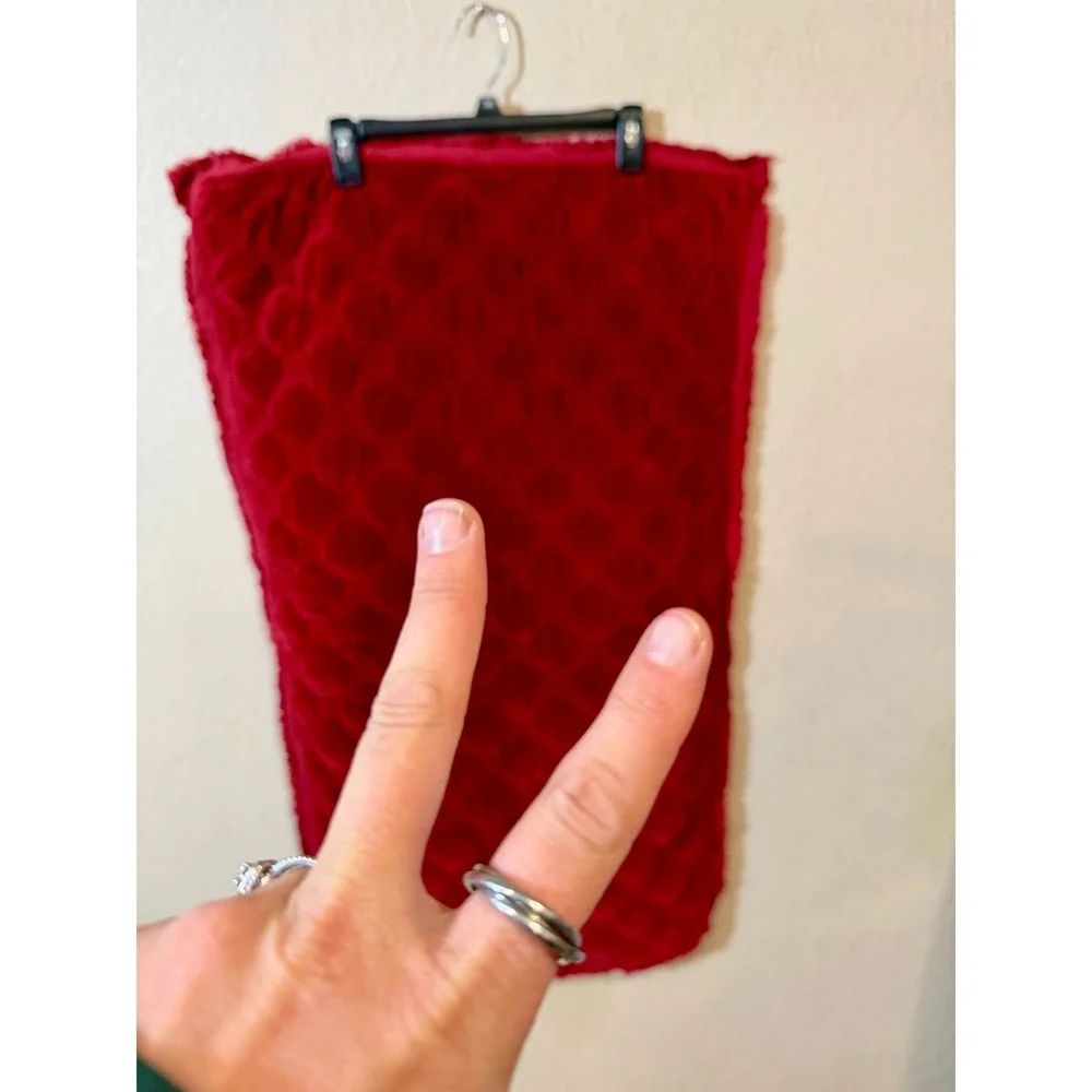 Pottery Barn Velvet Lattice Stitch Quilted Pillow Sham Red Cotton Standard 36x20